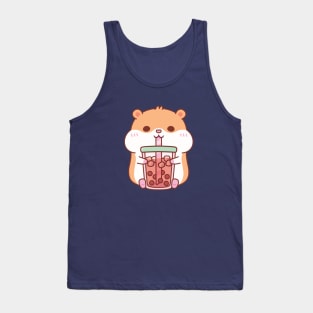 Cute Chubby Hamster Drinking Bubble Tea Tank Top